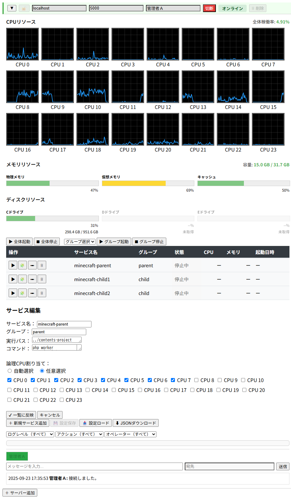 論理CPU稼働率を確認しながら割り当てが可能 論理CPU稼働率を確認しながら割り当てが可能